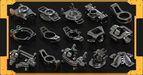 30 DETAILS Hard Surface alpha Kitbash C4D科幻硬表面机械零件3D模型机器人组件硬面机械零件基础白模